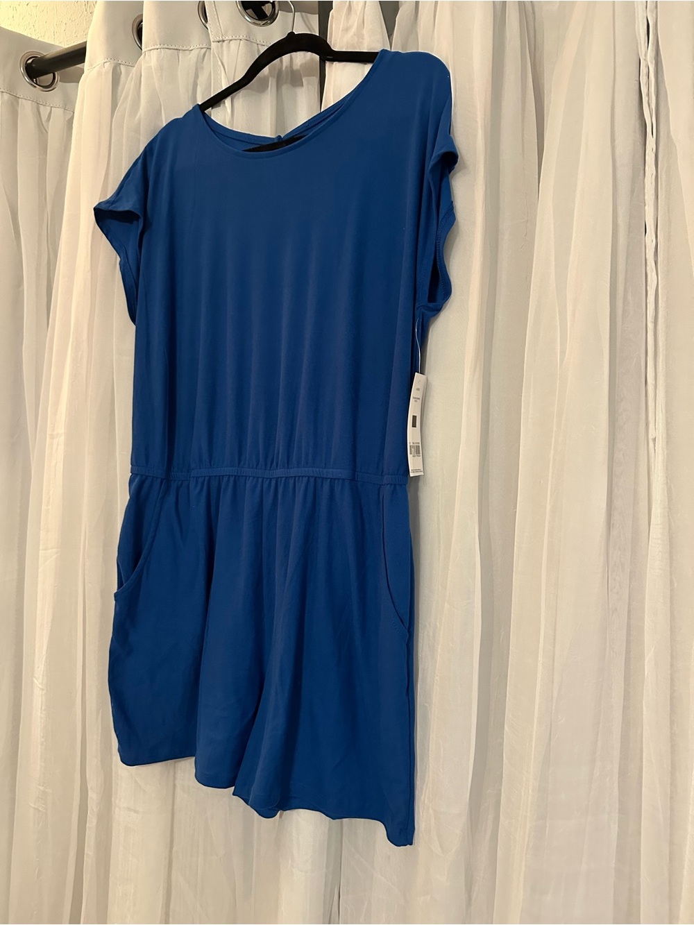 Royal Blue Short Sleeve Dolman Romper - Picture 2 of 9